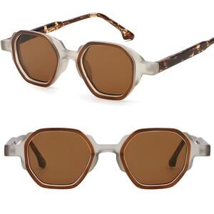 Cat Eye Sports Sunglasses Sand Tea Frame Deep Tea TAC Lenses Lightweight